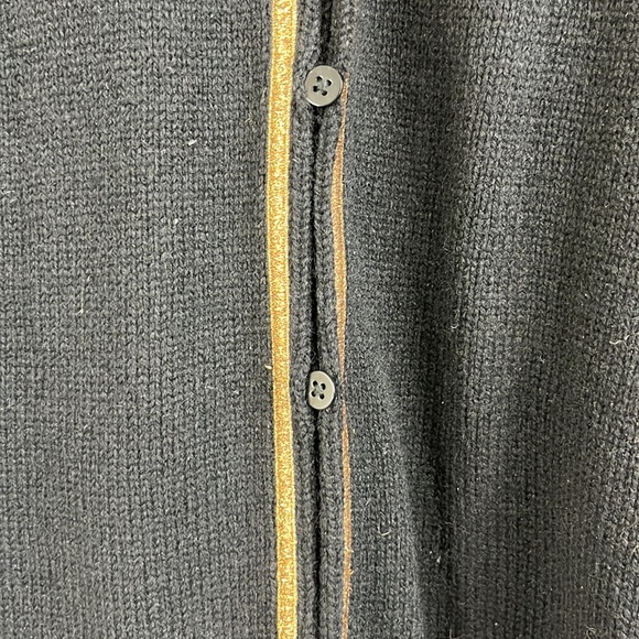 LRL Navy Marine Nautical Officer Metallic Gold Piping Cardigan Sweater - Picture 5 of 8